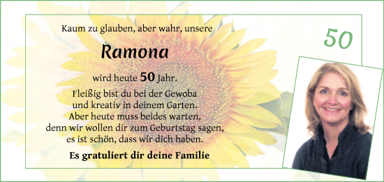 Glückwunschanzeige von Ramona G von Osterholzer Kreisblatt