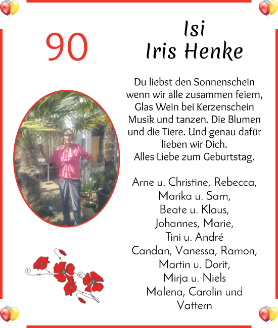 Glückwunschanzeige von Iris Henke von WESER-KURIER