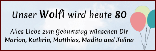 Glückwunschanzeige von Wolfi  von WESER-KURIER