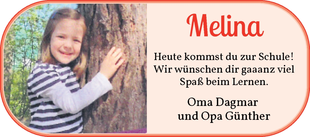 Anzeige für Melina  vom 16.08.2025 aus WESER-KURIER