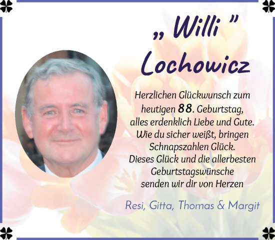 Glückwunschanzeige von Willi Lochowicz von WESER-KURIER
