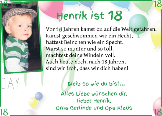 Glückwunschanzeige von Henrik R. von Osterholzer Kreisblatt