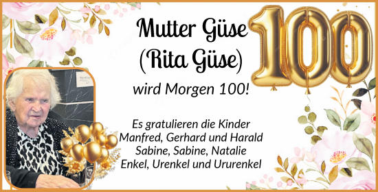 Glückwunschanzeige von Rita Güse von WESER-KURIER