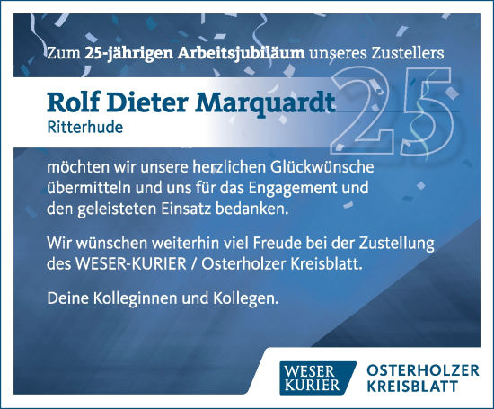 Glückwunschanzeige von   von Osterholzer Kreisblatt