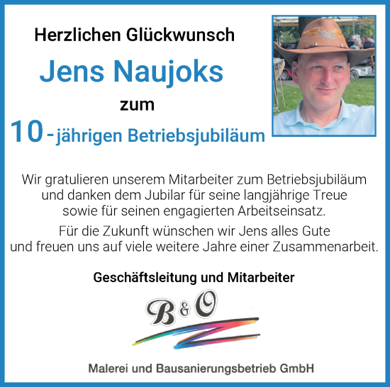 Glückwunschanzeige von Jens Naujoks von Osterholzer Kreisblatt