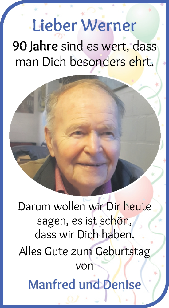 Glückwunschanzeige von Werner  von WESER-KURIER